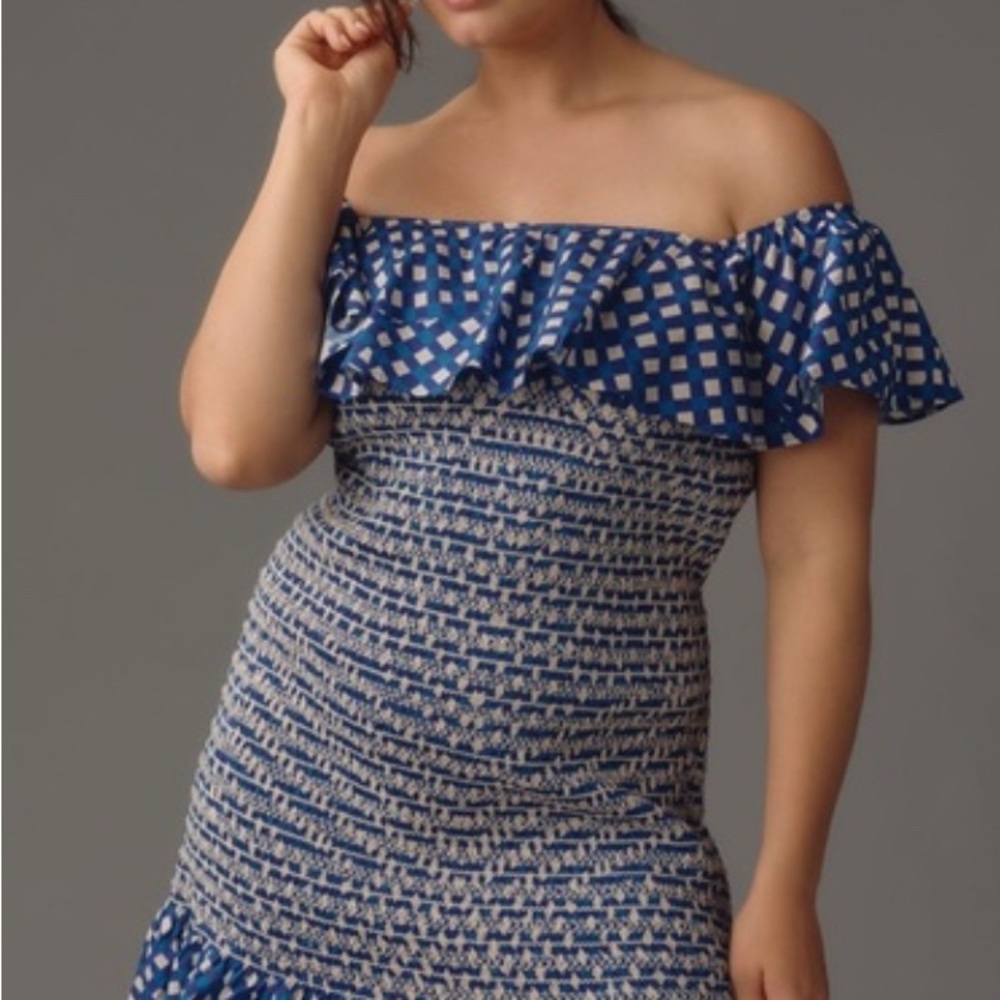 Blue and White Cory Lynn Calter Patterned Dress - Picture 2 of 4